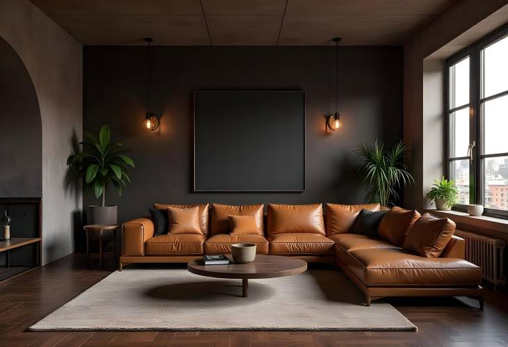 Distinctive Elegance Leather Sofa in a Brown Loft Interior